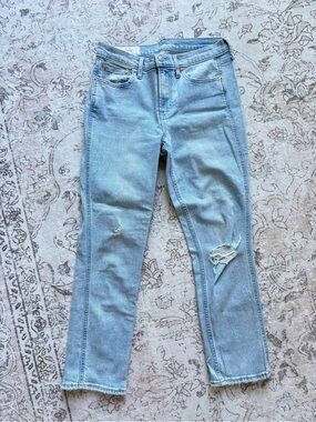 GAP Light Blue Straight-Leg Distressed Jeans Size 29/8RS
